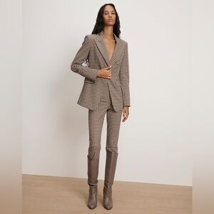 Veronica Beard Tan Checkered Skinny Pantsuit